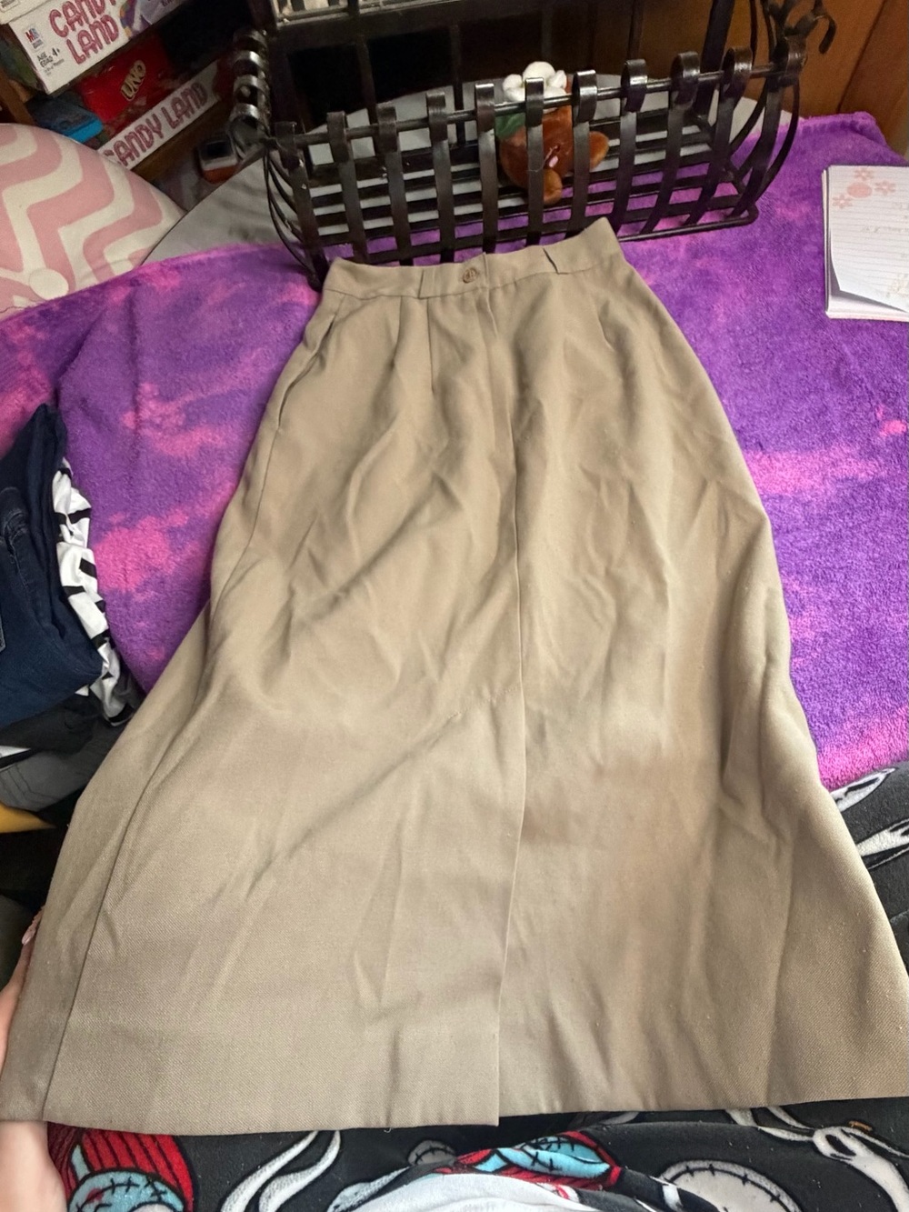 Source Unknown Neutral Tan Maxi Skirt with A-Line Silhouette
